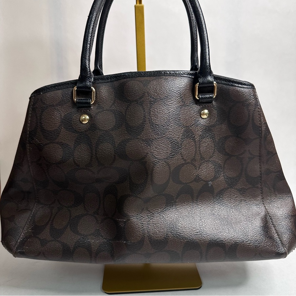 Coach Margot Carryall Satchel Bag Brown Black - Picture 6 of 13